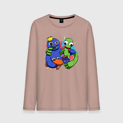 Лонгслив хлопковый мужской Персонажи игры Радужные друзья, цвет: пыльно-розовый