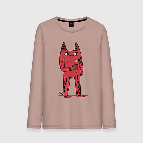 Мужской лонгслив Кот босс / Пыльно-розовый – фото 1