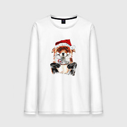 Лонгслив хлопковый мужской Christmas smile foxy, цвет: белый