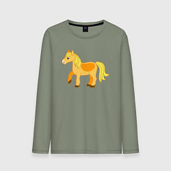 Лонгслив хлопковый мужской Золотая лошадка, цвет: авокадо