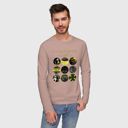 Мужской лонгслив Twenty One Pilots коллаж / Пыльно-розовый – фото 3
