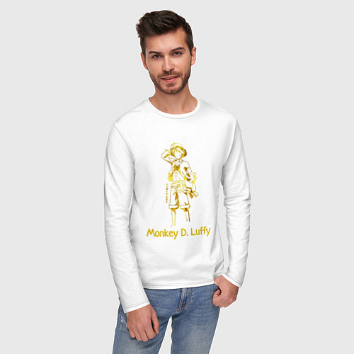 Мужской лонгслив Monkey D Luffy Gold / Белый – фото 3
