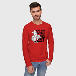 Лонгслив хлопковый мужской Ты то , что ешь, цвет: красный — фото 2