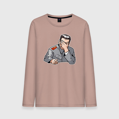 Мужской лонгслив Сталин фэйспалмит / Пыльно-розовый – фото 1