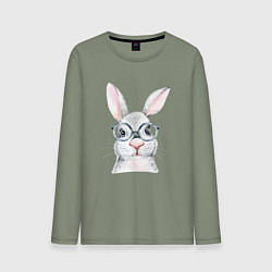 Лонгслив хлопковый мужской Серый кролик, цвет: авокадо