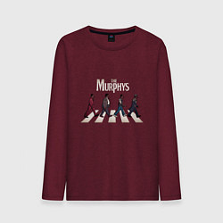 Лонгслив хлопковый мужской The Murphys, цвет: меланж-бордовый