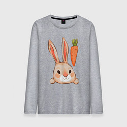 Лонгслив хлопковый мужской Заяц с морковкой, цвет: меланж