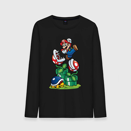 Мужской лонгслив Ретро Марио / Черный – фото 1