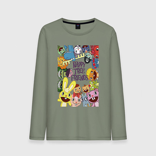 Мужской лонгслив Happy three friends - poster / Авокадо – фото 1