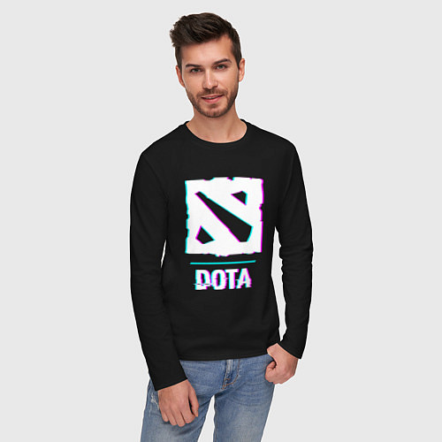 Мужской лонгслив Dota в стиле glitch и баги графики / Черный – фото 3