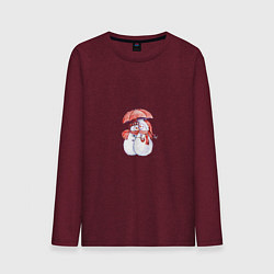 Лонгслив хлопковый мужской Снеговички, цвет: меланж-бордовый