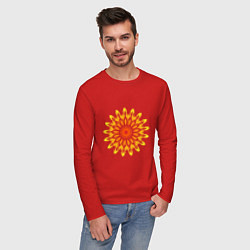 Лонгслив хлопковый мужской Солнечная мандала свадхистана, цвет: красный — фото 2