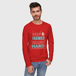 Лонгслив хлопковый мужской Keep Farmed & Carry Hard, цвет: красный — фото 2