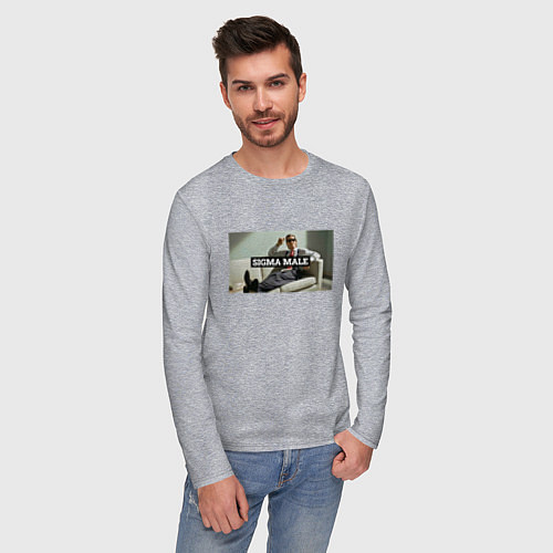 Мужской лонгслив Sigma male - Бэйтман / Меланж – фото 3