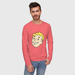 Лонгслив хлопковый мужской Vault boy head, цвет: коралловый — фото 2