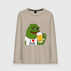 Лонгслив хлопковый мужской Drink Pepe, цвет: миндальный