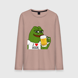 Лонгслив хлопковый мужской Drink Pepe, цвет: пыльно-розовый