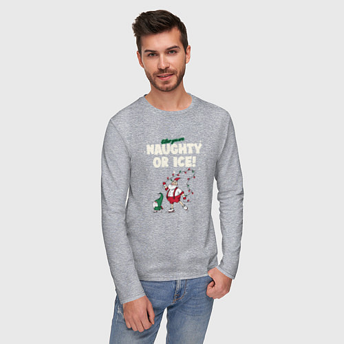 Мужской лонгслив Naughty or ice / Меланж – фото 3