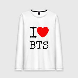 Лонгслив хлопковый мужской I love BTS, цвет: белый