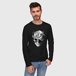 Лонгслив хлопковый мужской Рыцарь - череп, цвет: черный — фото 2
