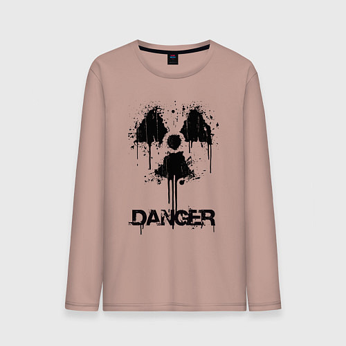 Мужской лонгслив Danger radiation symbol / Пыльно-розовый – фото 1