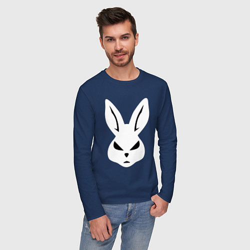 Мужской лонгслив Evil bunny head / Тёмно-синий – фото 3