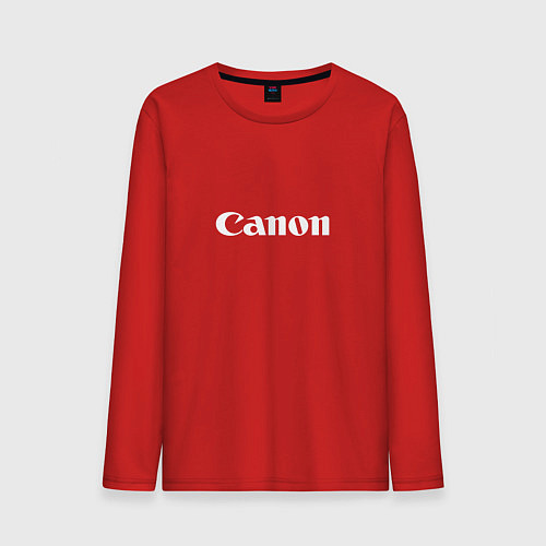 Мужской лонгслив Canon - белый логотип / Красный – фото 1