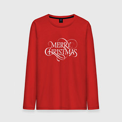 Лонгслив хлопковый мужской Merry christmas fun, цвет: красный