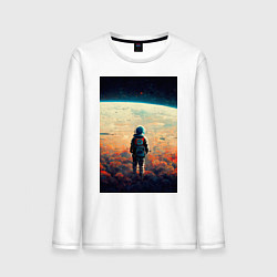 Лонгслив хлопковый мужской I want to be an astronaut, цвет: белый