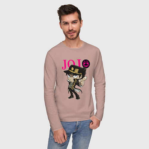 Мужской лонгслив Дзётаро Кудзё - character - stylization / Пыльно-розовый – фото 3