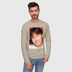 Лонгслив хлопковый мужской Хосоки, цвет: миндальный — фото 2