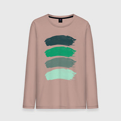 Лонгслив хлопковый мужской Зеленые мазки кистью, цвет: пыльно-розовый