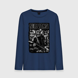 Лонгслив хлопковый мужской Nirvana grunge 2022, цвет: тёмно-синий