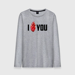 Лонгслив хлопковый мужской I love you - прикол, цвет: меланж