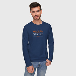 Лонгслив хлопковый мужской Логотип Modern Strike Online, цвет: тёмно-синий — фото 2
