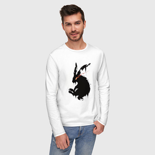 Мужской лонгслив Черный кролик 2023 / Белый – фото 3