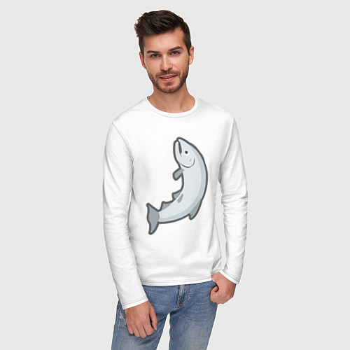 Мужской лонгслив Лосось / Белый – фото 3