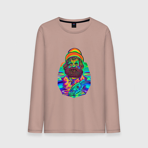 Мужской лонгслив Рыбак и рыба / Пыльно-розовый – фото 1