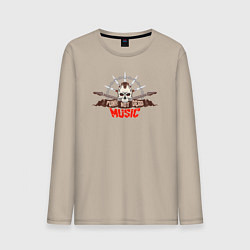 Лонгслив хлопковый мужской Череп с ножами - панк жив, цвет: миндальный