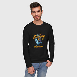 Лонгслив хлопковый мужской Лучший серфинг в Калифорнии, цвет: черный — фото 2