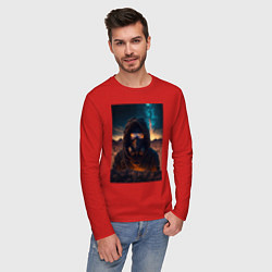 Лонгслив хлопковый мужской Пусстынный странник, цвет: красный — фото 2