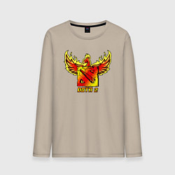 Лонгслив хлопковый мужской Дота 2 - огненный феникс, цвет: миндальный
