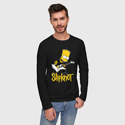 Лонгслив хлопковый мужской Slipknot Барт Симпсон рокер, цвет: черный — фото 2