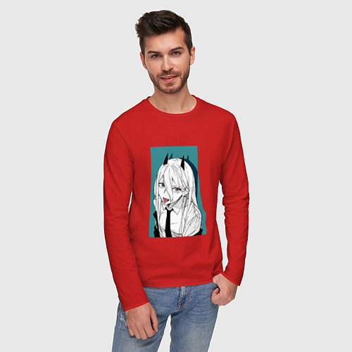 Мужской лонгслив Пауэр Человек-Бензопила / Красный – фото 3