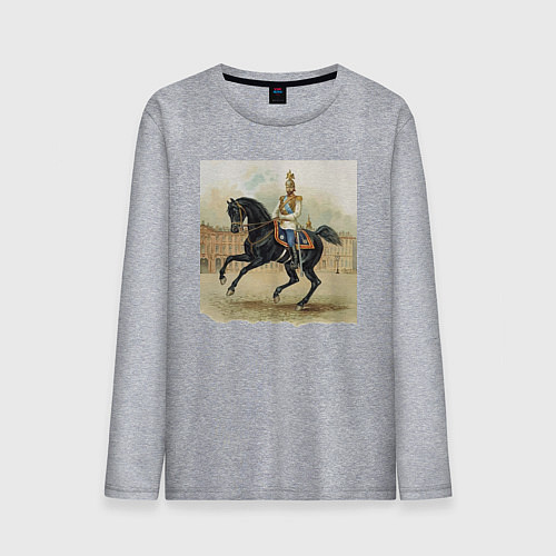 Мужской лонгслив Николай II на коне на дворцовой площади / Меланж – фото 1