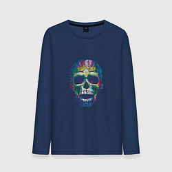Лонгслив хлопковый мужской Skull chill, цвет: тёмно-синий