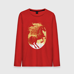 Лонгслив хлопковый мужской Лошадь логотип, цвет: красный