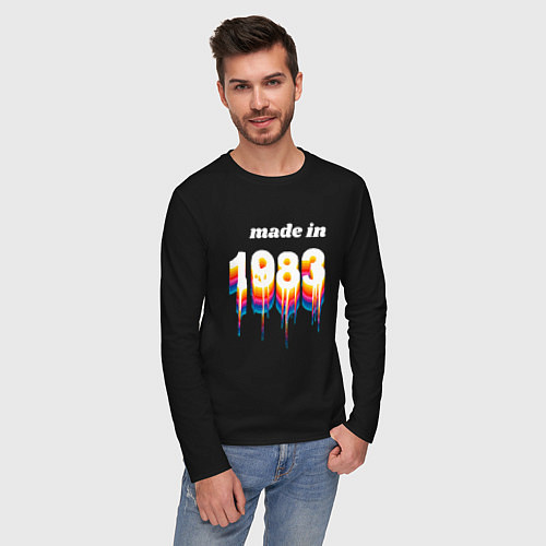 Мужской лонгслив Made in 1983 liquid art / Черный – фото 3