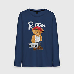 Лонгслив хлопковый мужской Rapper bear, цвет: тёмно-синий