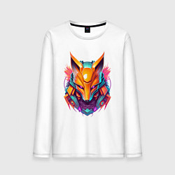 Лонгслив хлопковый мужской Кибер лиса, цвет: белый